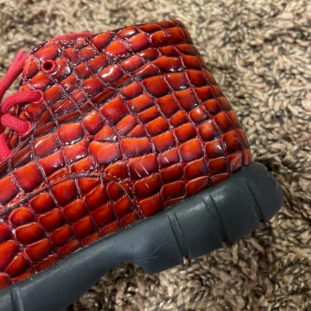 Baby Botte Paten Red Crocodile Leather Lace Up Boot Bootie Sz 26 EU 9.5 US - Picture 6 of 14